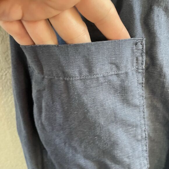 C&C Pants Womens Medium Blue Linen Drawstring Beach Coastal Lagenlook Pull On - Picture 4 of 10